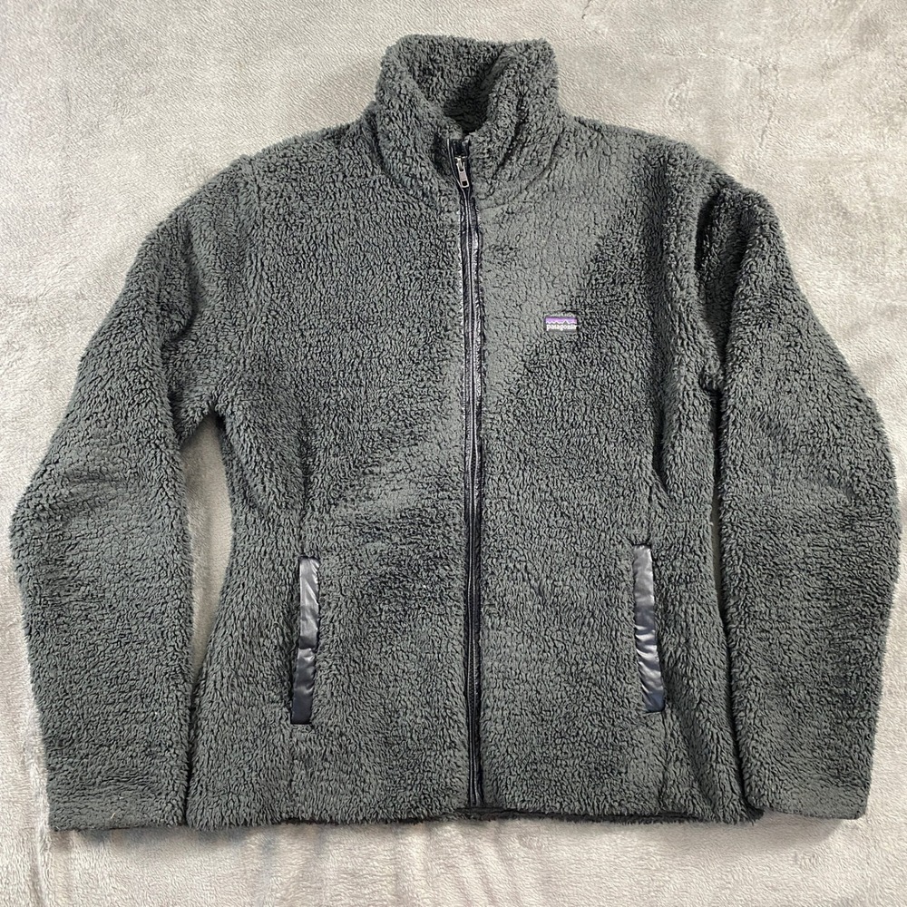Patagonia Fleece Jacket Womens XL Grey Full Zip Los Gatos High Pile Sherpa Lined
